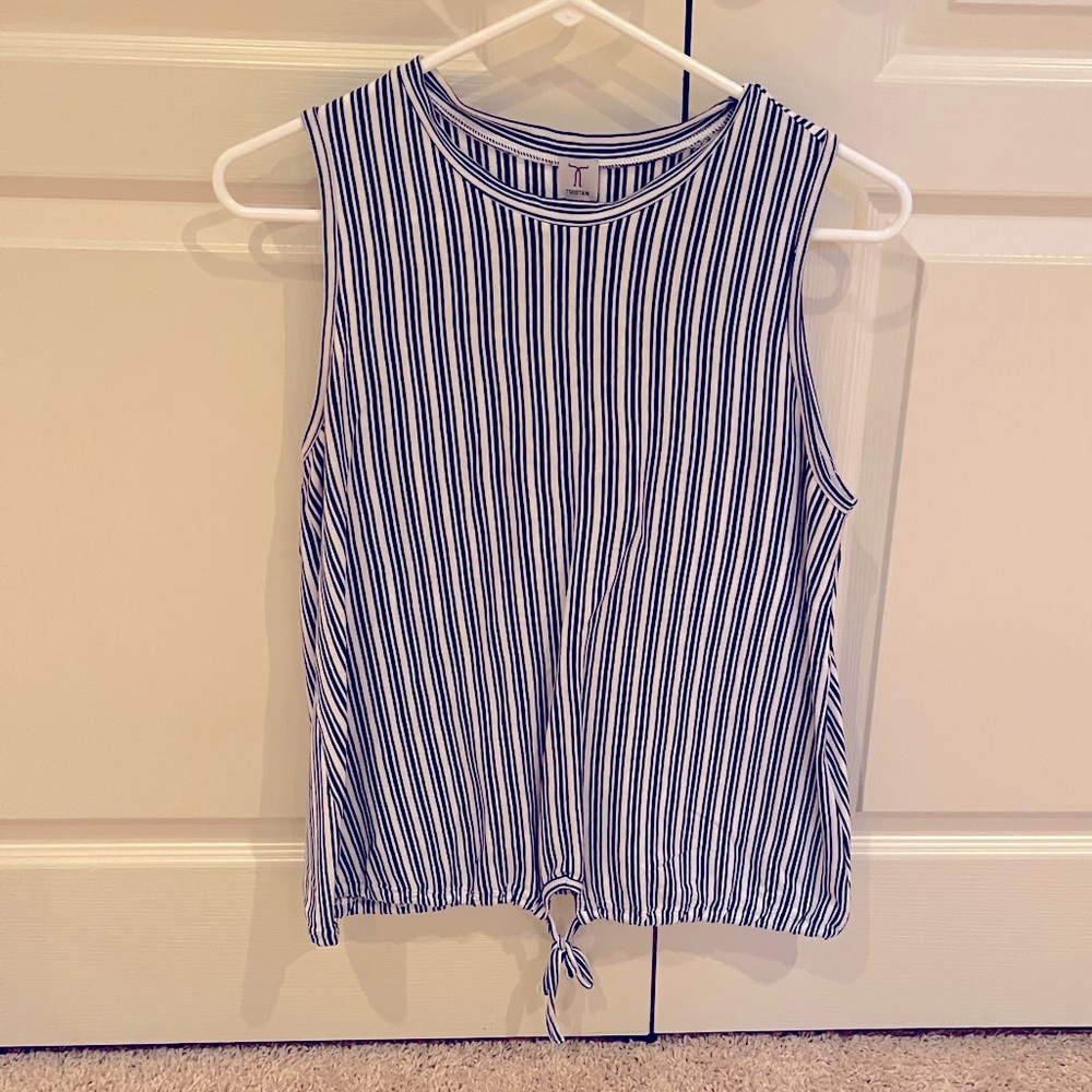 Tristan Navy and White Striped Sleeveless Top